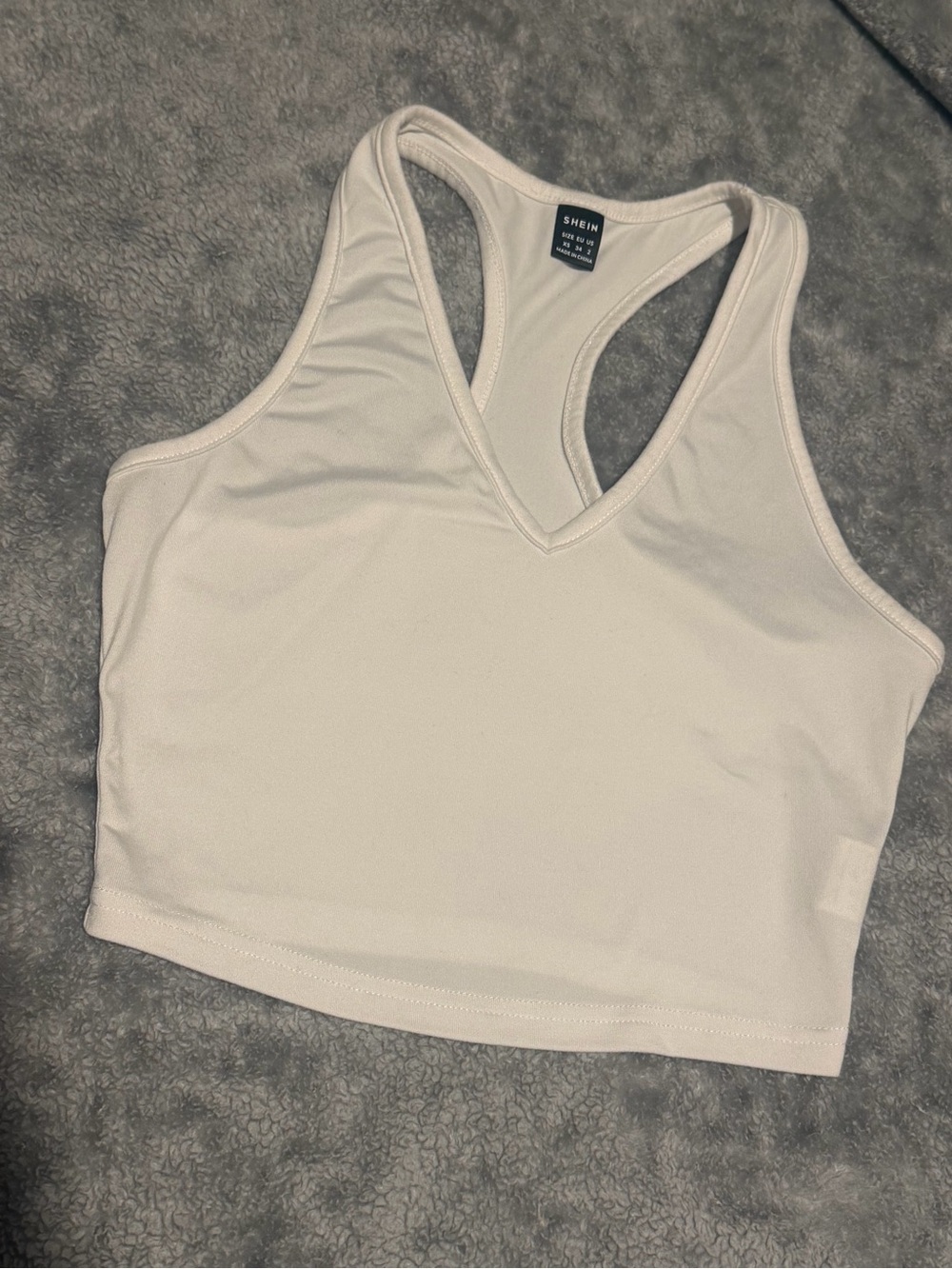 SHEIN white Racerback V-Neck Sports Crop